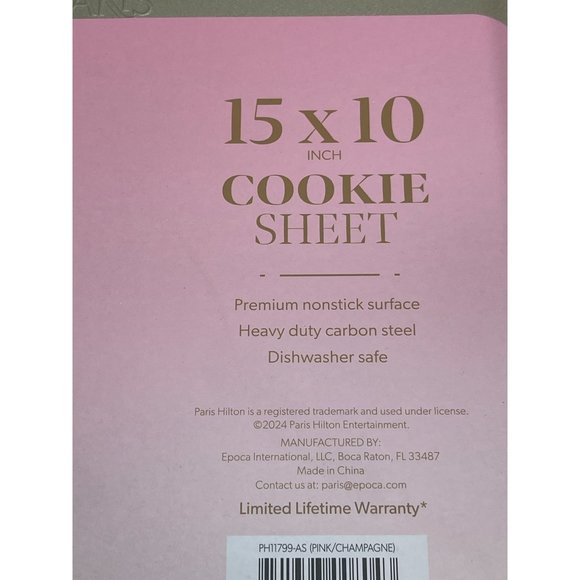 Paris Hilton 15 X 10 Inch Cookie Sheet Nonstick Carbon Steel Dishwasher Safe New - Picture 2 of 6